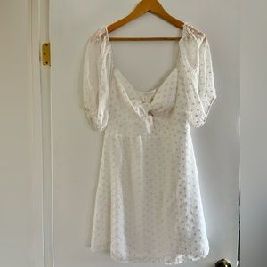 White dress with floral decals
